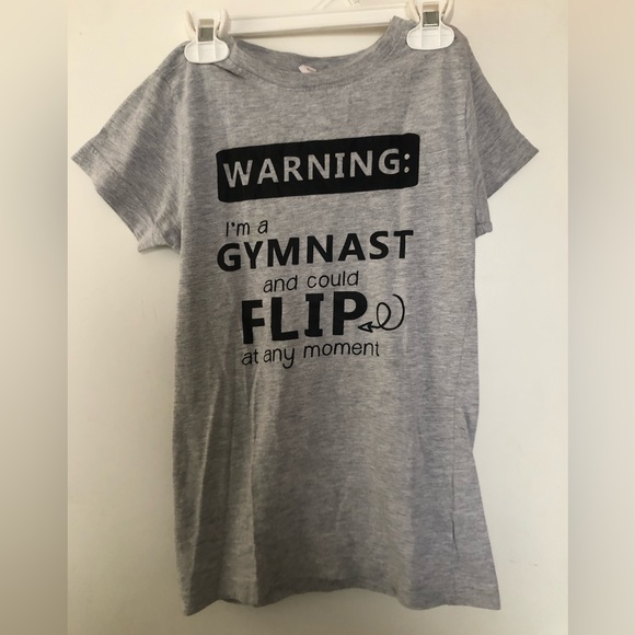🤸‍♀️LAT Apparel gymnastics T-shirt, Size: Girls L, Color: Gray - Picture 1 of 1